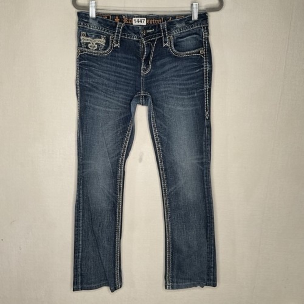 Rock Revival Tess Blue Pockets Stitch Bling  BootCut Jeans‎ Women 28 Vietnam